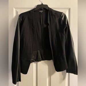 Black Torrid blazer, 3/4 with leather strip down the sleeves.